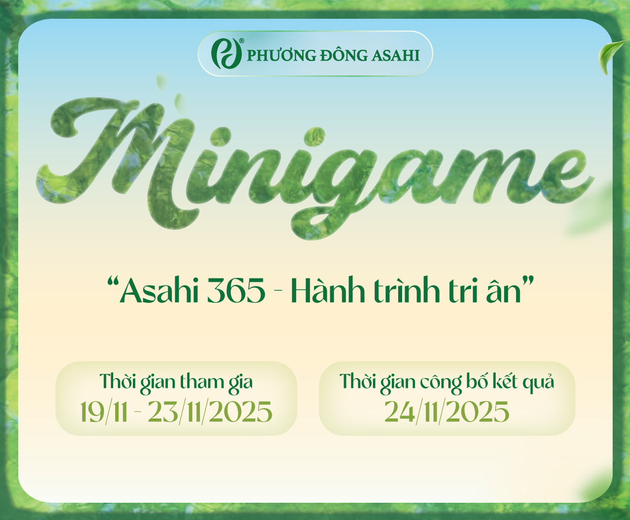 Minigame Online: Asahi 365 - Hành trình tri ân