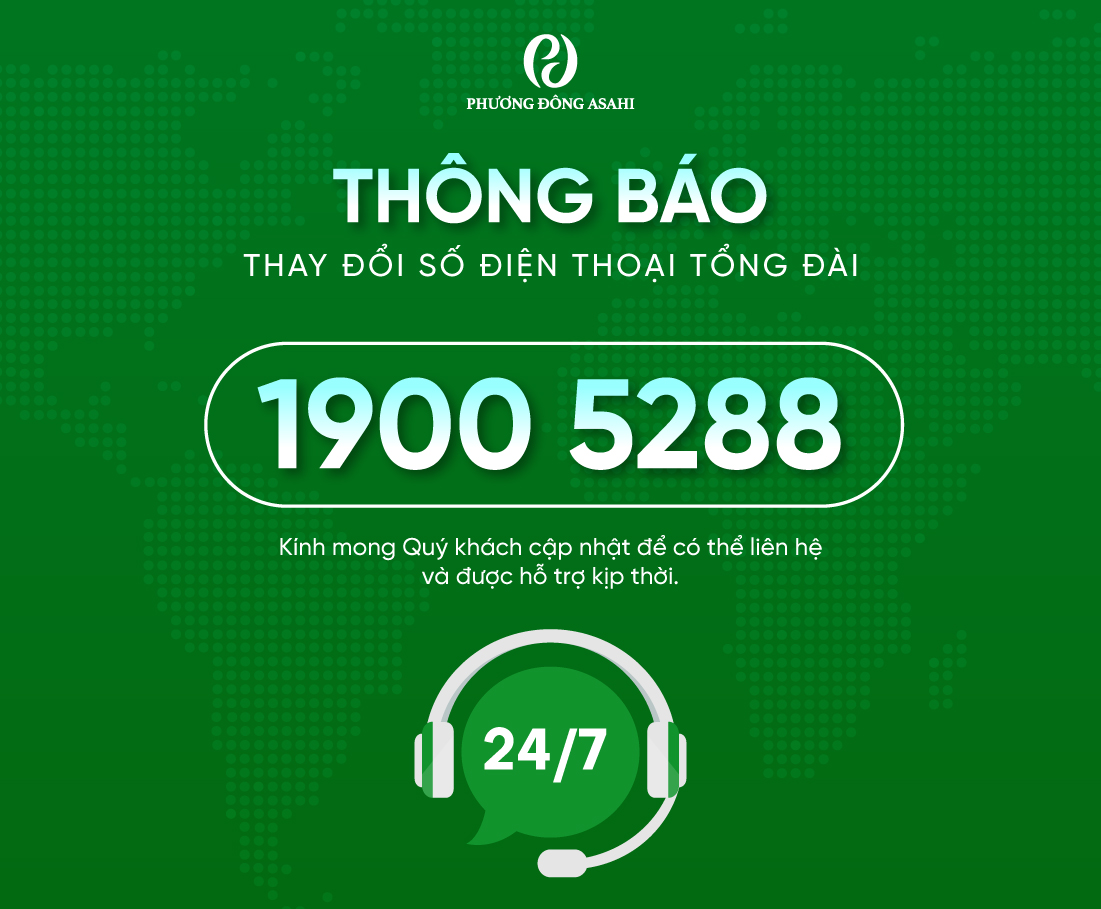 Thông báo thay đổi số điện thoại tổng đài Phương Đông Asahi