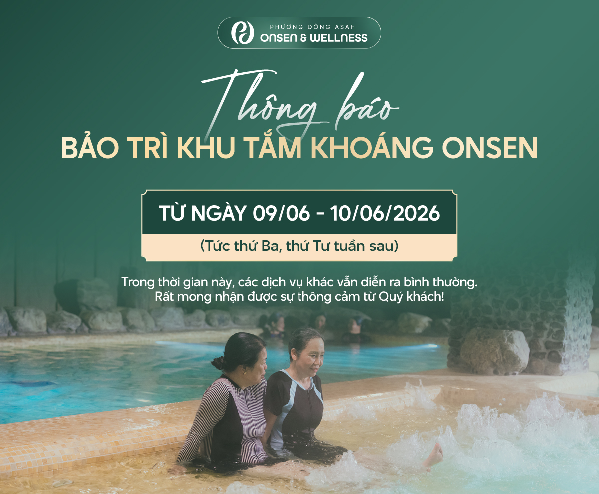 Thông báo lịch bảo trì khu tắm khoáng Onsen