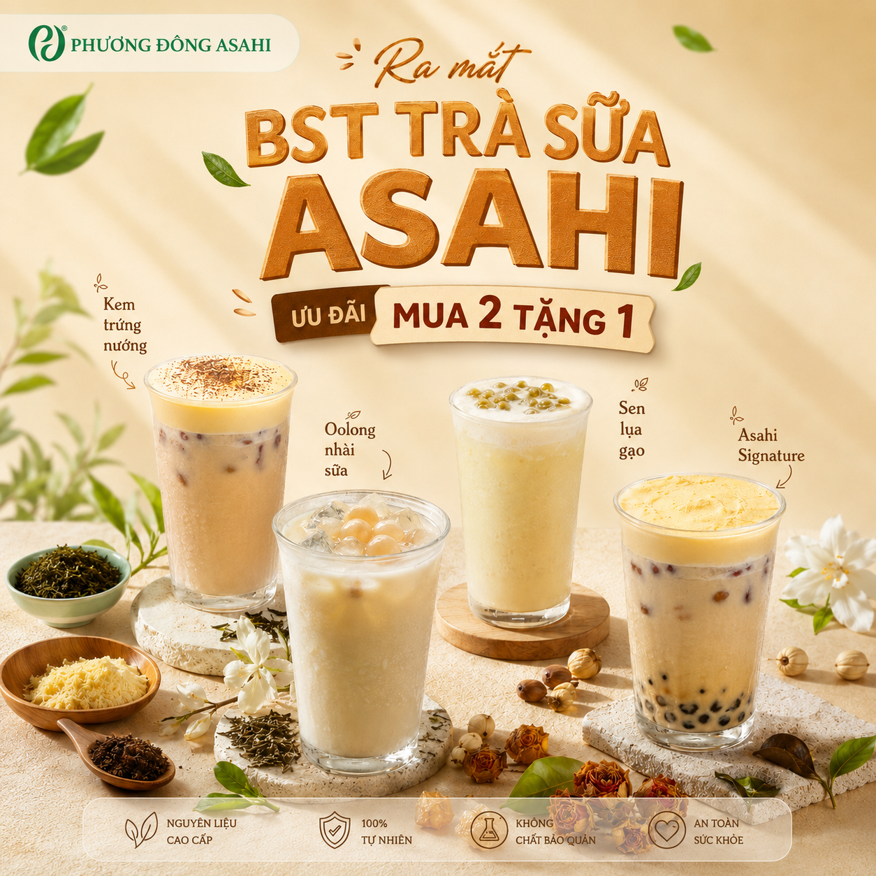 THƯỞNG THỨC MÙA HÈ MÁT LẠNH VỚI BỘ ĐÔI KEM TƯƠI & MENU TRÀ SỮA MỚI TOANH, CÙNG ƯU ĐÃI MUA 2 TẶNG 1 TẠI NHÀ HÀNG ASAHI 